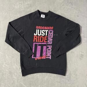 Vintage Cedar Point Sweatshirt Magnum Just Ride It Tee Jays USA Black M
